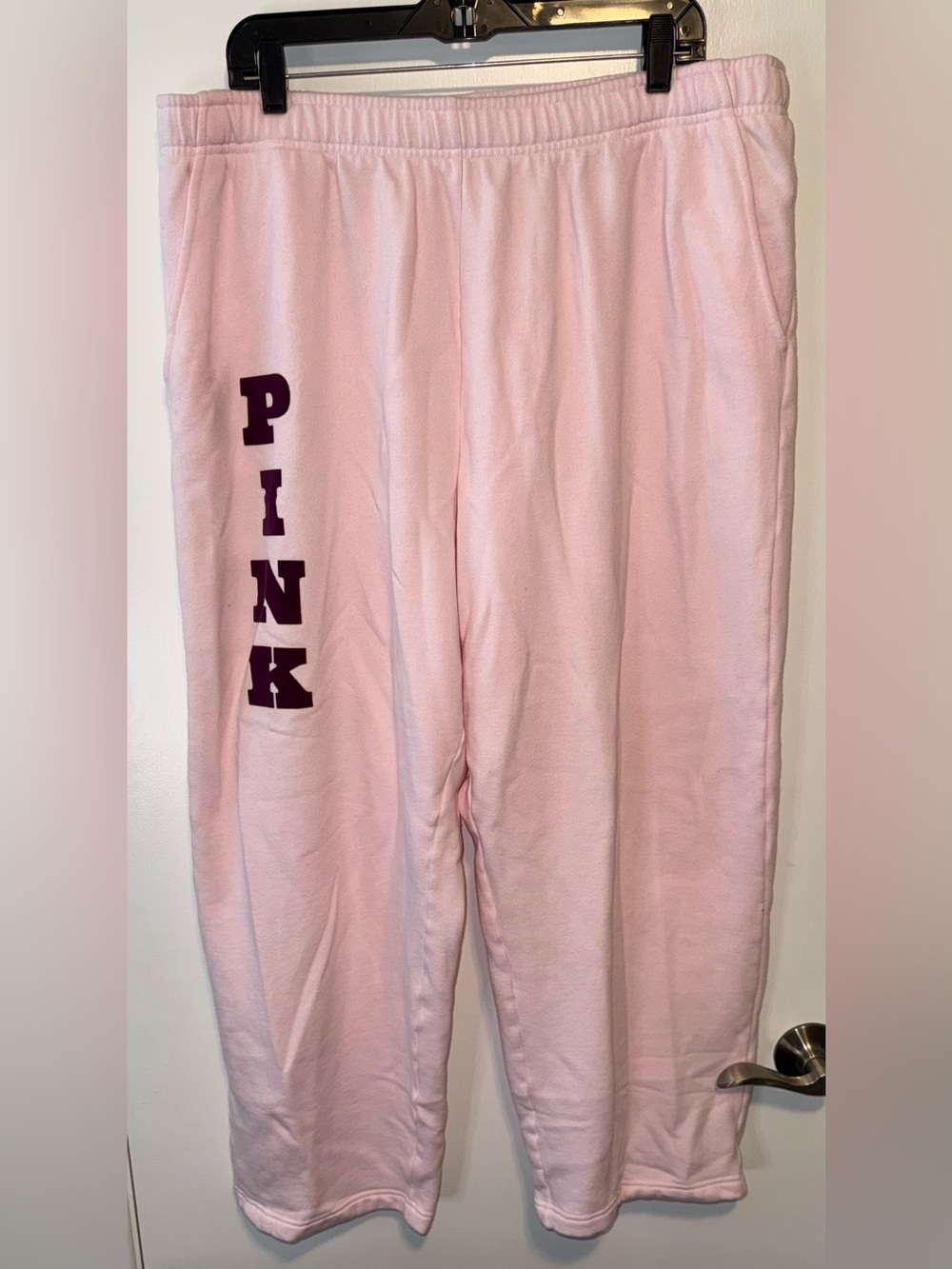 PINK Victoria's Secret Light Pink Jogger Pants with Purple Logo